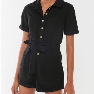 UO size S Carmen Belted Button-Front Romper